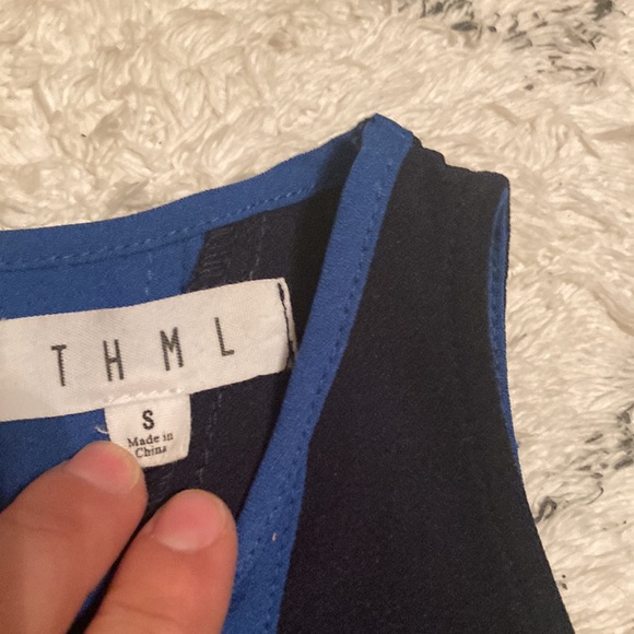 NWOT. THML Blue Mini Sleeveless Dress.  Size Small - Picture 3 of 3